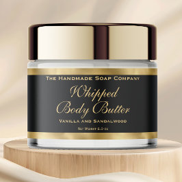 Waterproof Body Butter Jar Label Black & Gold Foil Waterfles Etiket
