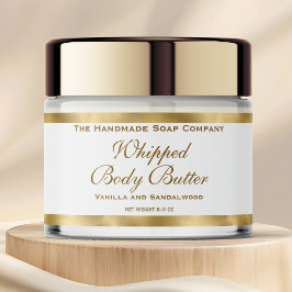 Waterproof Body Butter Jar Label White & Gold Foil Waterfles Etiket