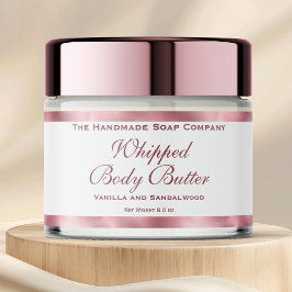 Waterproof Body Butter Jar Label White & Pink Foil Waterfles Etiket