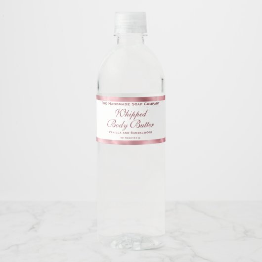 Waterproof Body Butter Jar Label White & Pink Foil Waterfles Etiket (Voorkant)