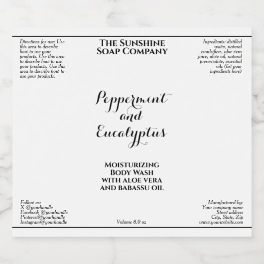 Waterproof curly font white cosmetics bottle label sparkling wijnetiket (Enkel label)