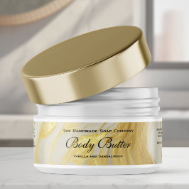 Waterproof Gold Ivory Body Butter Jar Label 1 x 7