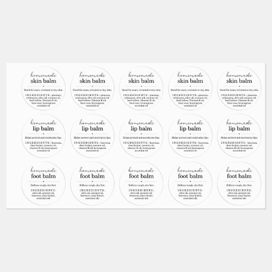 Waterproof Homemade Balm Sticker (Vel)