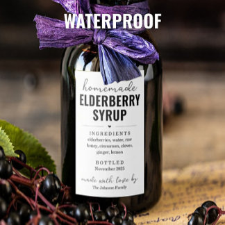 Waterproof Homemade Elderberry Syrup Labels Wijn Etiket