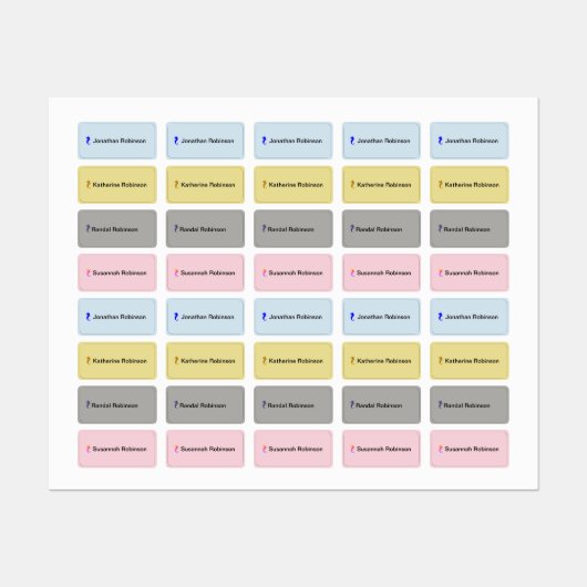 WaterProof Label - Zeepaardje en Naam X 4 (Vel)