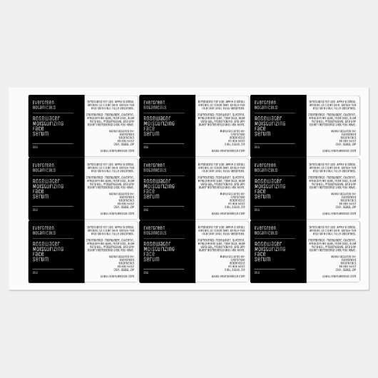 waterproof modern black white dropper bottle label (Vel)