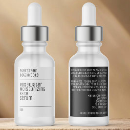 waterproof modern white black dropper bottle label