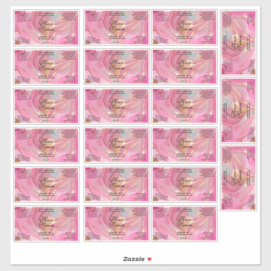 Waterproof Pink Gold Foil Cosmetics Bottle Label (Vel)