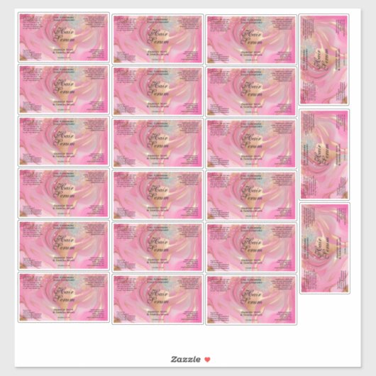 Waterproof Pink Gold Glitter Dropper Bottle Label (Vel)