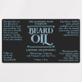 Waterproof Vintage Black Beard Oil Bottle Label (Design 1)