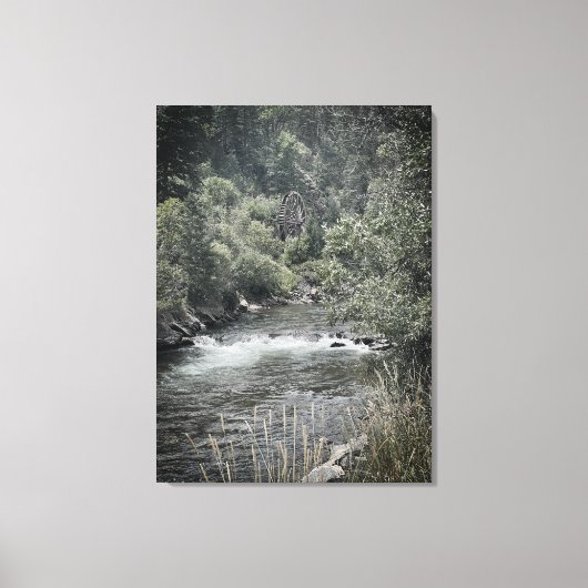 Waterrad langs de rivier canvas afdruk (Voorkant)