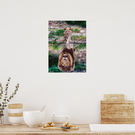 Waterreflectie op de luiersrol poster (Keuken)