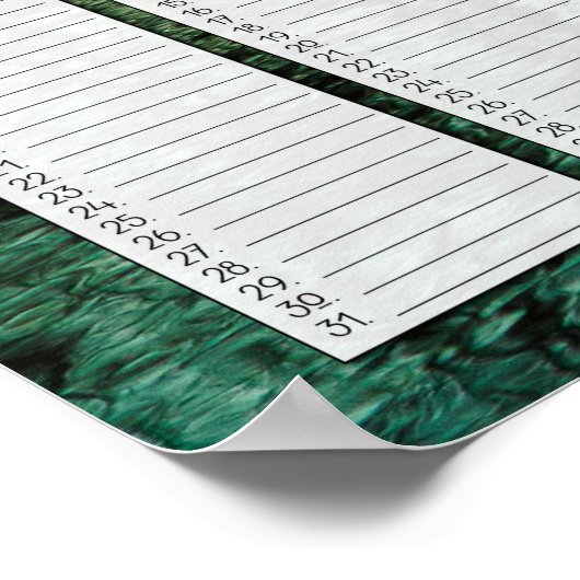 Waterreflecties Aangepaste speciale dagen kalender Poster (Hoek)