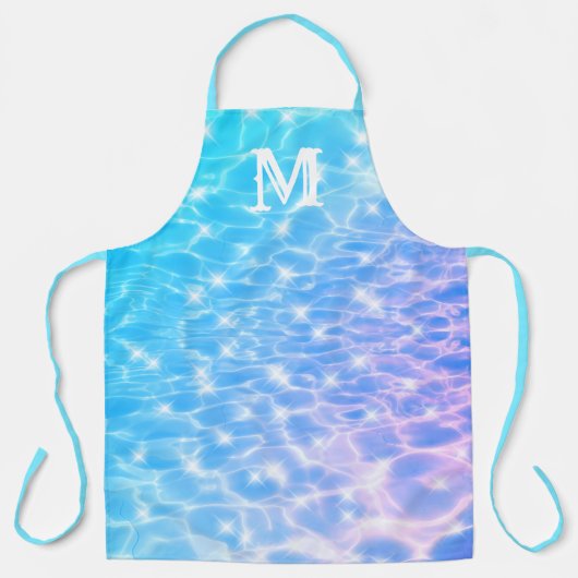 Waterrimpels watertextuur koel monogram initiaal schort (Voorkant)