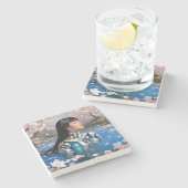 "Water's Digital Dream" – Een digitaal portret     Stenen Onderzetter (Zijkant)