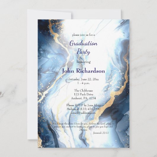 Waters of Life 2025 Orthodox Afstuderen Uitnodigin Kaart (Achterkant)