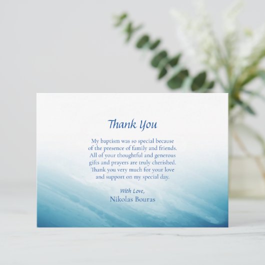 Waters van Eeuwig Leven Orthodox Christelijk Doops Bedankkaart (Staand voorkant)