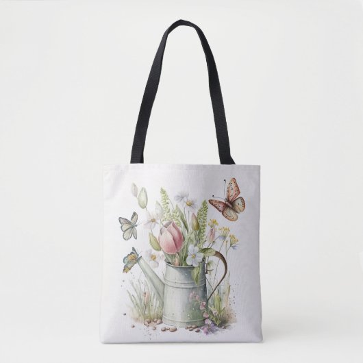 Waterscan met tulpen en vlinders tote bag (Voorkant)