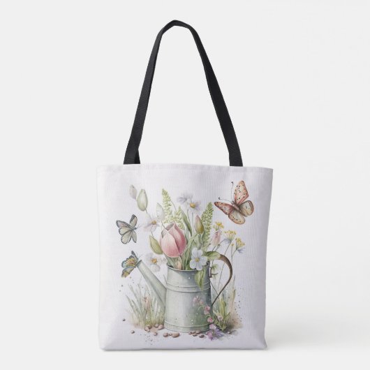 Waterscan met tulpen en vlinders tote bag (Achterkant)