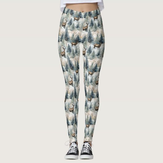 Waterscherp Bos Herten in Winter (1) Leggings (Voorkant)