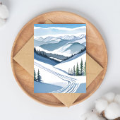 Waterscherping Ski Berg Feestdagenkaart