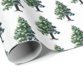 Waterscherping van een dennenboom met sneeuw cadeaupapier (Rol Hoek)