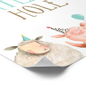 Watersende Hole Farm Animals Barnyard Boy Birthday Poster (Hoek)