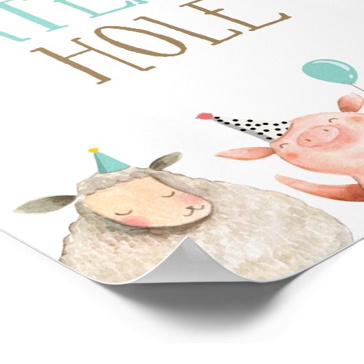 Watersende Hole Farm Animals Barnyard Boy Birthday Poster (Hoek)