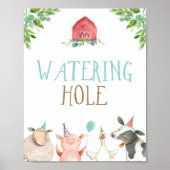 Watersende Hole Farm Animals Barnyard Boy Birthday Poster (Voorkant)