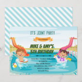 Watersilde feestje voor jongens en meisjes kaart (Voorkant / Achterkant)