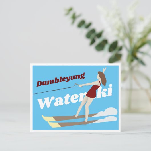 Waterski,  briefkaart (Staand voorkant)