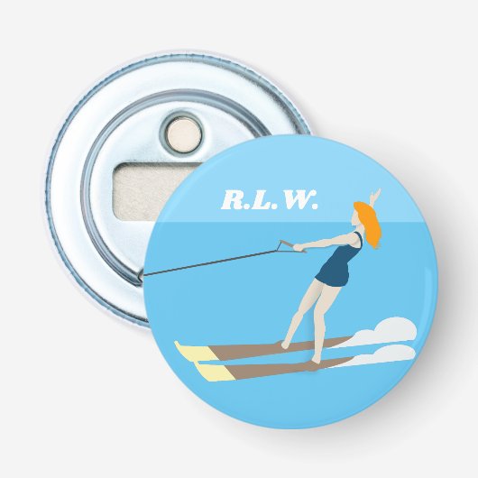 Waterski,  button flesopener (Voorkant)