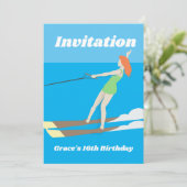Waterski in vintage stijl kaart (Staand voorkant)