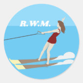 Waterski,  ronde sticker (Voorkant)