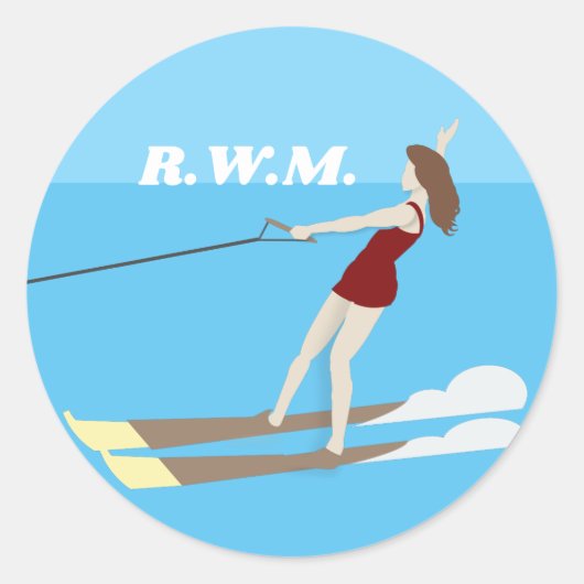 Waterski,  ronde sticker (Voorkant)