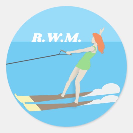 Waterski, ronde sticker (Voorkant)