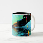 waterski slalom, oh, boei! tweekleurige koffiemok (Voorkant rechts)