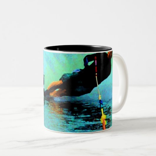 waterski slalom, oh, boei! tweekleurige koffiemok (Voorkant rechts)