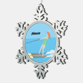 Waterski,  tin sneeuwvlok ornament (Rechts)