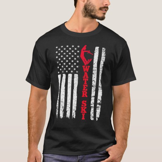 Waterski USA Amerikaanse vlag Sport Skifan T-shirt (Voorkant)