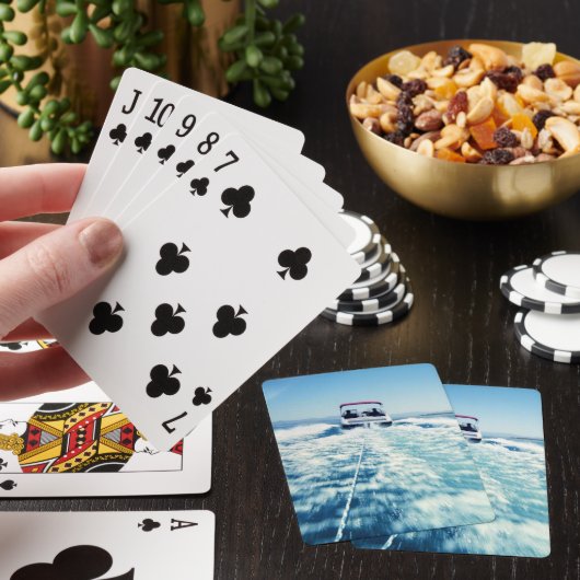 Waterskiën achter de speedboot Verticale foto Pokerkaarten (Insitu)