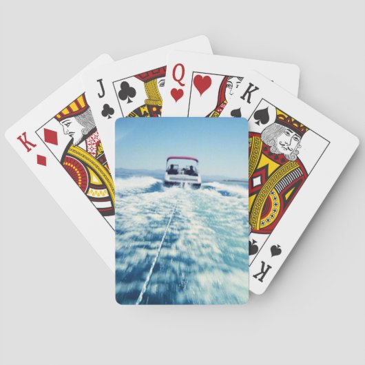 Waterskiën achter de speedboot Verticale foto Pokerkaarten (Achterkant)