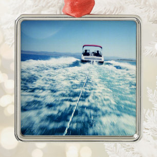 Waterskiën achter Speed Boat Foto Metalen Ornament