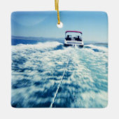 Waterskiën achter speedboot keramisch ornament (Voorkant)