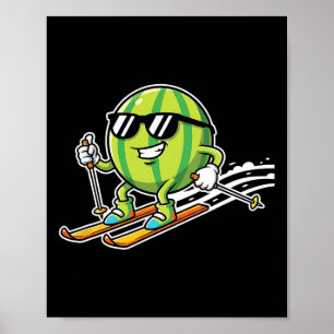 Waterskiër met watermeloen en zonnebril Alpiene sn Poster
