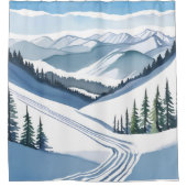 Waterskigebied Aquarel Douchegordijn (Voorkant)