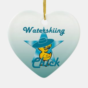 Waterskiing Chick #7 Keramisch Ornament