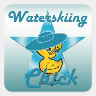 Waterskiing Chick #7 Vierkante Sticker