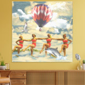 Waterskiing Girls Hot Air-ballon Dolphin Collage Canvas Afdruk (Insitu (Woonkamer))