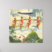 Waterskiing Girls Tropische dolfijnencollage Canvas Afdruk (Voorkant)